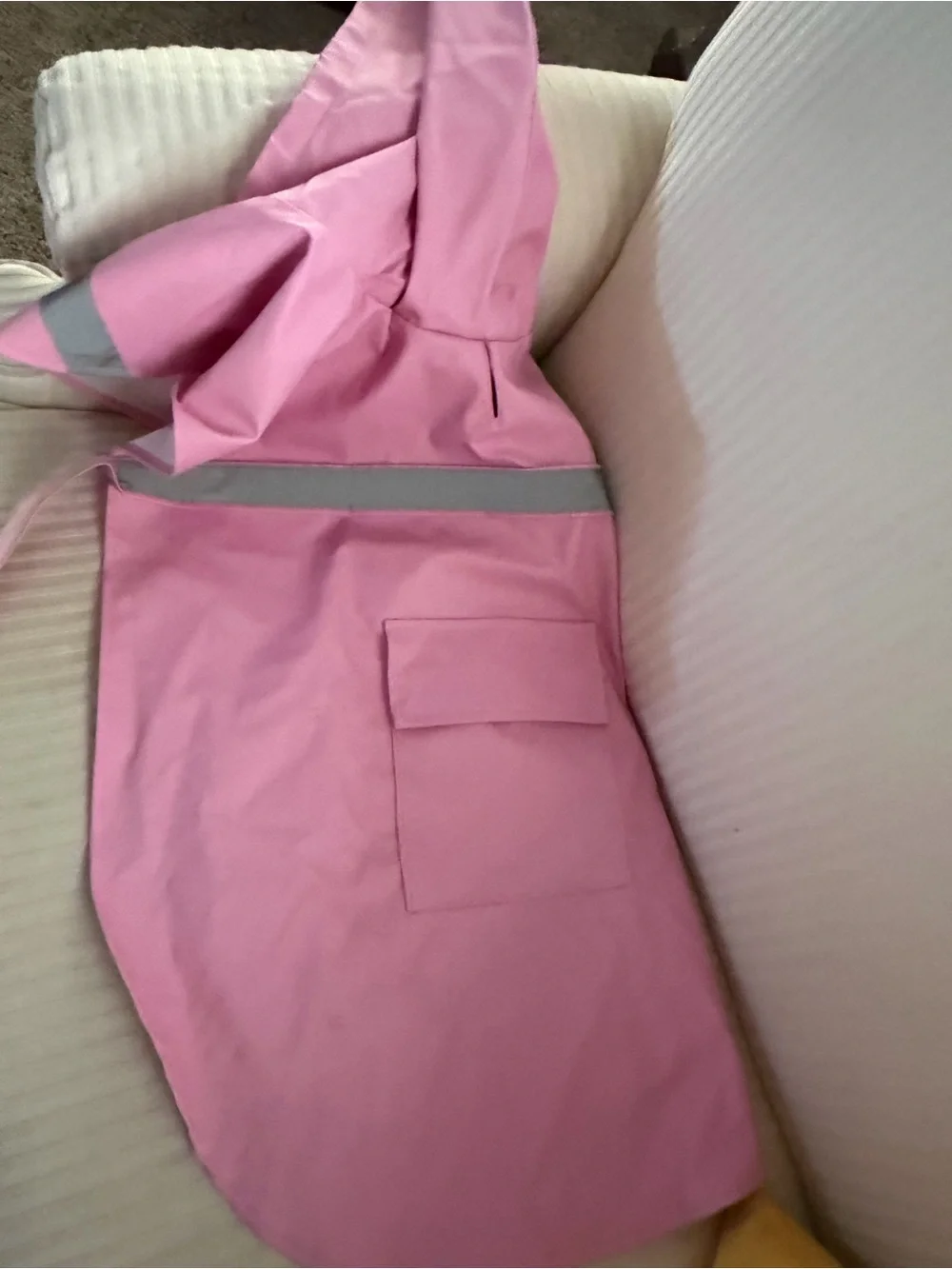 Dog Pink Hooded Raincoat with Reflective Trim
